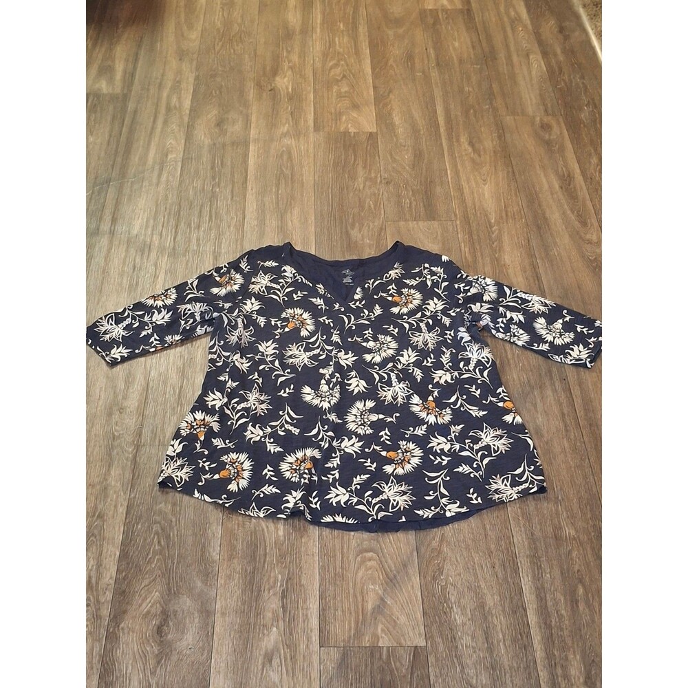 Women's Floral Print 3/4 Sleeve V-Neck Top